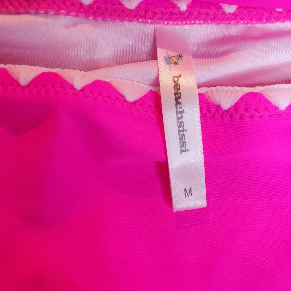 Hot Pink Ric Rac Trim Peplum Tankini Swimsuit Set Medium NWT